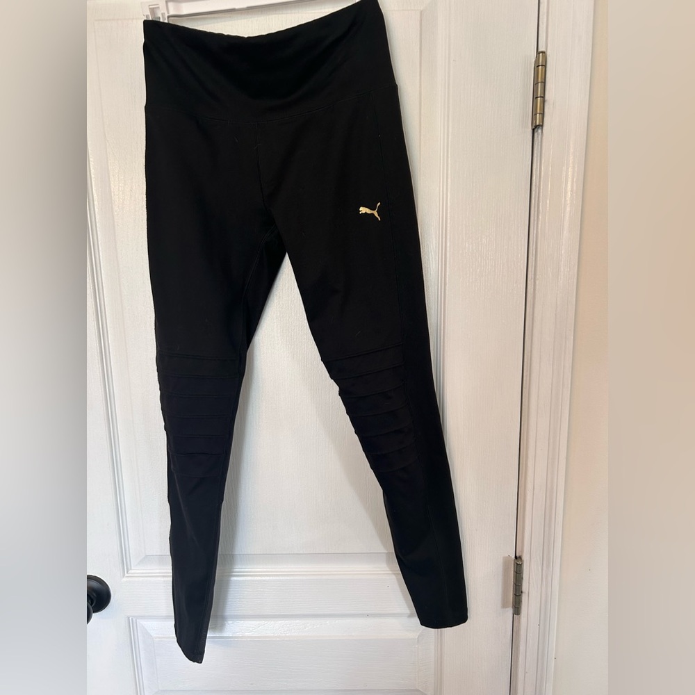 Puma  Black Leggings with Gold Logo sz M women's
